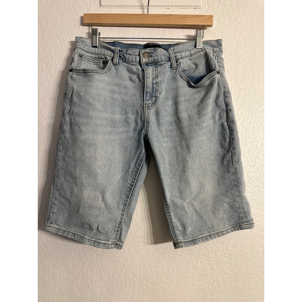 RSQ Denim Shorts Men 32 Light Wash Blue Faded Casual Skater Stretch